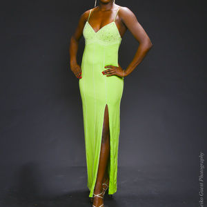 Stunning long green evening dress